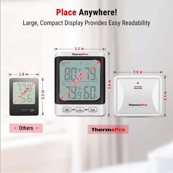ThermoPro TP62 Indoor Outdoor Thermometer Wireless - Picture 5 of 8